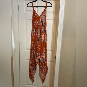 Nostalgia Large Floral V-Neck Asymmetrical Hem Dress